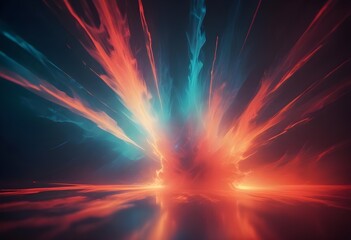 Burst flower like holographic Crystal with colorful light reflections, dark background, painting, multicolor, reflections, shiny, background, abstract, fantasy, beams, diamond, stone, concept