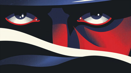 An illustration of a military man with a gaze