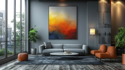 Office wall poster mockup