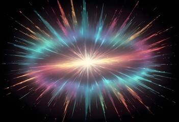 Burst flower like holographic Crystal with colorful light reflections, dark background, painting, multicolor, reflections, shiny, background, abstract, fantasy