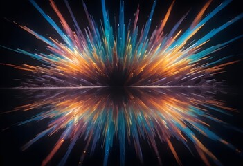 Burst flower like holographic Crystal with colorful light reflections, dark background, painting, multicolor, reflections, shiny, background, abstract, fantasy