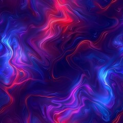 Obraz premium A mesmerizing seamless pattern featuring vibrant swirling neon lights in shades of blue and red. This digital art exudes energy and dynamism, perfect for modern and futuristic designs.