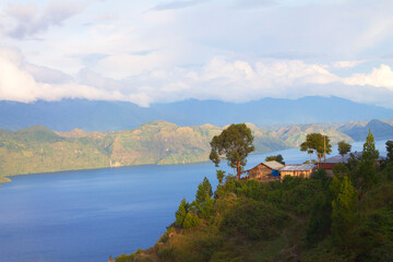 Top view of toba lake, tectonik lake at Toba island Indonesia.