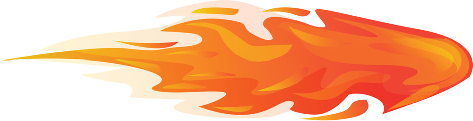 Cartoon fire animation effect with fast moving flames leaving a hot trail