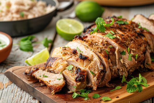 Cuban style slow roasted pork shoulder with mojo marinade