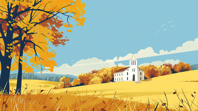 Risograph riso print travel poster, card, wallpaper or banner illustration, modern, isolated, clear and simple of Valley Forge National Historical Park, Pennsylvania, USA. Artistic, screen printing