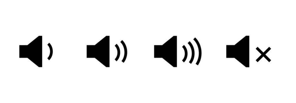 Volume icons set. Speaker simple icon. Volume buttoms set.,mute icon.Vector design on  white background.