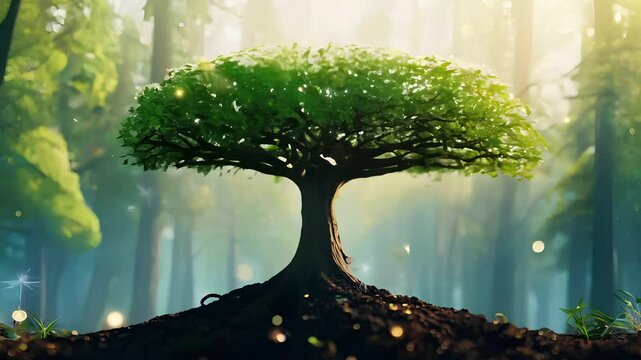 A seed growing into a full grown tree animation 