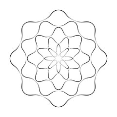 Radial Wavy Lines Circle Floral Pattern. Decorative Design Element.