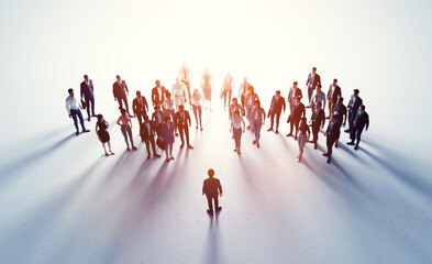 Business leader inspiring large diverse team