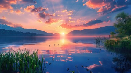 Obraz premium Free good morning scene wallpaper background photo