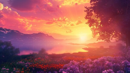 Obraz premium Free good morning scene wallpaper background photo