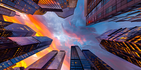 Foto Abstrata de Edifícios de Escritórios Urbanos ao Pôr do Sol