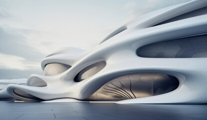Fototapeta premium fluid organic architecture of a white futuristic building
