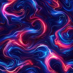 Obraz premium A mesmerizing seamless pattern featuring vibrant swirling neon lights in shades of blue and red. This digital art exudes energy and dynamism, perfect for modern and futuristic designs.