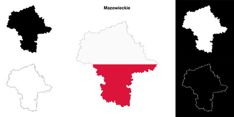 Fototapeta premium Mazowieckie province outline map set
