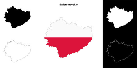 Fototapeta premium Swietokrzyskie province outline map set