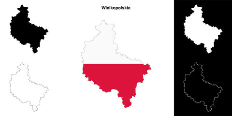 Wielkopolskie province outline map set