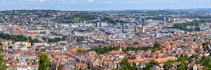 View of downtown Stuttgart skyline panorama in Germany
