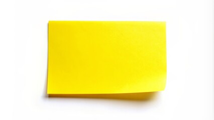 Bright yellow rectangular self-adhesive sticker on a white background. Office.