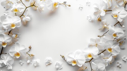 Exquisite White Orchids on White Background