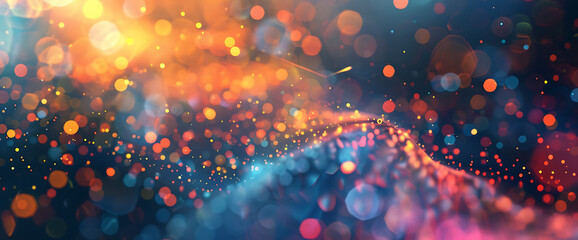 Abstract background with blue, orange and red bokeh lights, perfect for festive and celebratory designs. 
