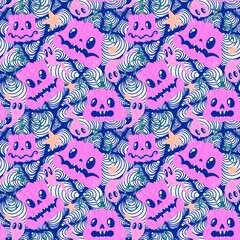 Halloween pumpkins seamless monsters pattern for wrapping paper and fabric