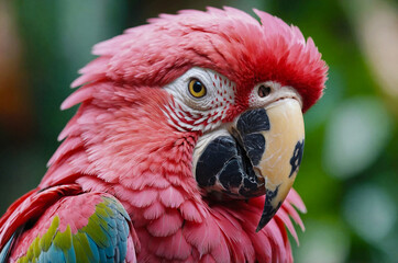Obraz premium Pink macaw with colorful feathers in the tropical jungle