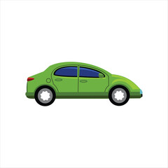 Green car isolated on white background. Car illustration in flat style. Design elements Editable car icon illustration in eps10 format. 4 wheeled vehicle illustration design