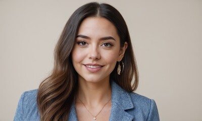Fototapeta premium beautiful woman portrait latina influencer business woman smiling closeup lady
