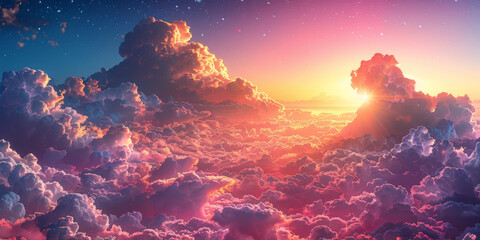 青い紫陽花と空と白い雲