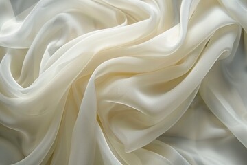 Obraz premium Minimalistic waves of white satin fabric draping elegantly for a sophisticated background