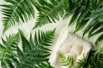 A set of organic facial masks with a background of lush ferns