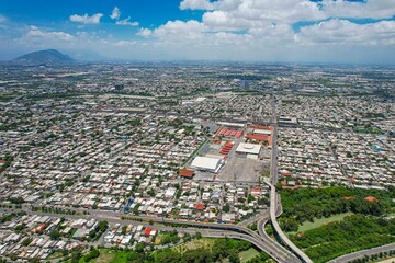 Aerial view of BBVA stadium, home of the Monterrey Football Club.First Division of Mexico or...