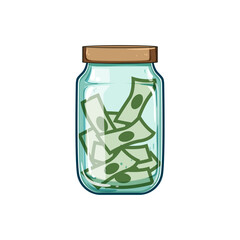 glass coin jar cartoon. economy cash, bottle finance, moneybox fund glass coin jar sign. isolated symbol vector illustration