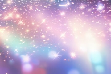 Abstract cosmic field with pastel banner and sparkling lights.