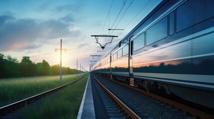 The concept of railroad travel and transportation. The idyll of traveling, the atmosphere of railway stations, the passion of trains, the amazing view and scenery from the train windows.