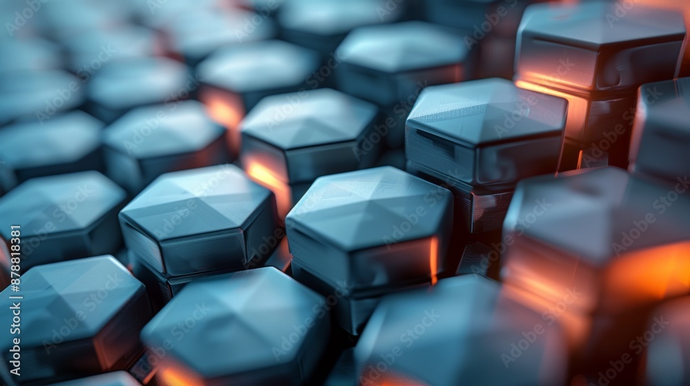 Poster grey futuristic background with hexagonal pattern in science