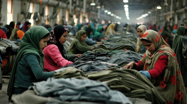 Women working in a garment factory in pakistan