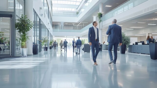 Blurred image of professionals at a corporate event in a business center gathering - Powered by Adobe