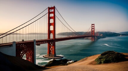 Aesthetic Golden Gate Bridge Landscape with space for text