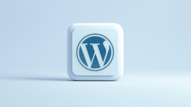  Wordpress app 3d white icon on a pale blue background