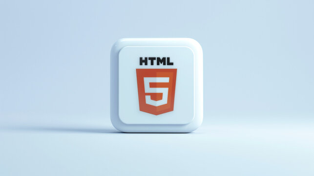  HTML5 3d white icon on a pale blue background