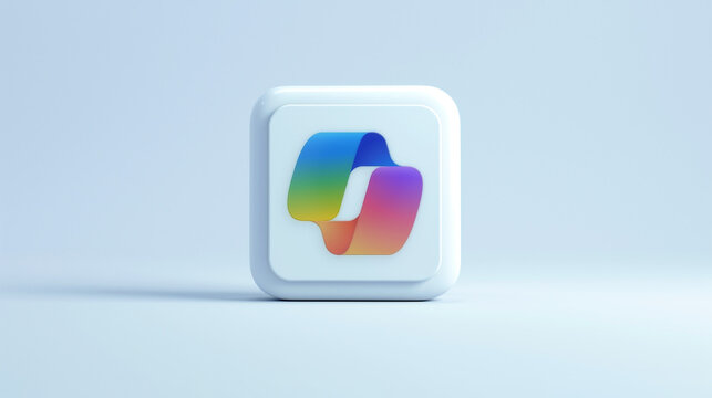 Microsoft Copilot chatbot app 3d white icon on a pale blue background