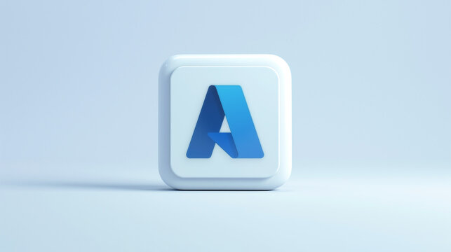 Microsoft Azure 3d white icon on a pale blue background