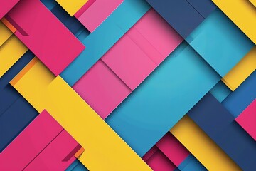 The abstract irregular polygon background is in full color, with rainbow spectrum colors in three triangular patterns