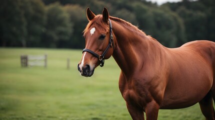 Fototapeta premium Concept photo of a brown horse with space for text