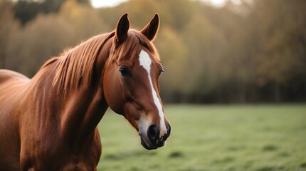 Obraz premium Concept photo of a brown horse with space for text