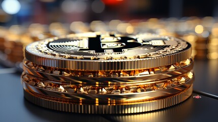 In depth close up of bitcoin digital currency for a comprehensive analysis and insight