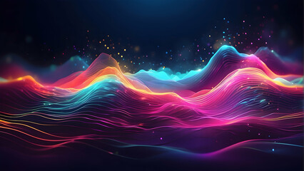 Vibrant abstract wave pattern with neon lights